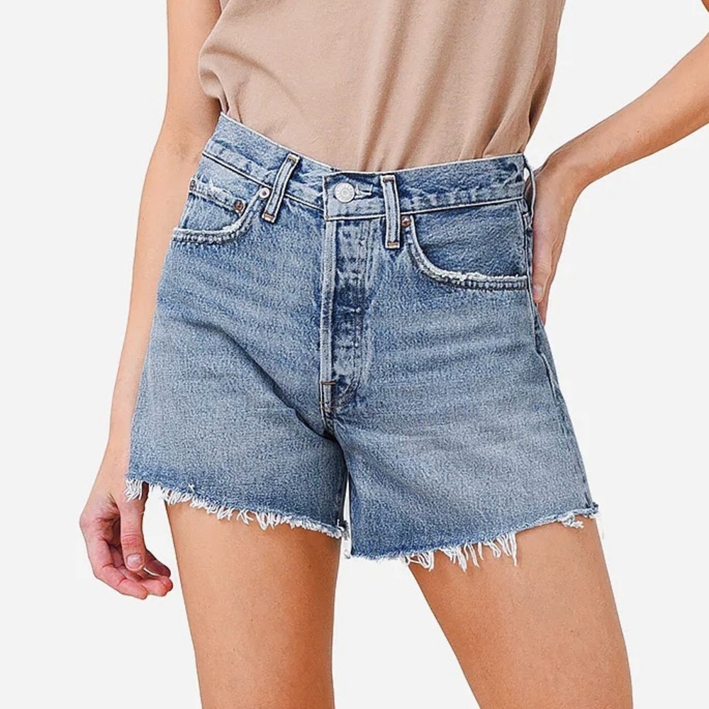 AGOLDE Light Blue High-Rise Denim Jean Shorts